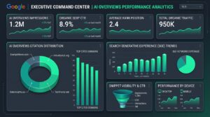 Google AI overviews optimization executive command center dashboard and visibility analytics