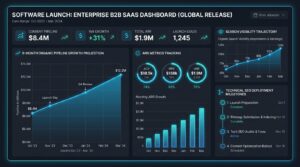 6-month B2B SaaS SEO launch roadmap and ARR pipeline growth dashboard
